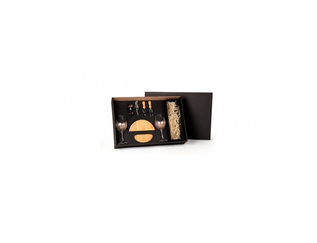 Kit Queijo E Vinho Com Espao Para Garrafa - 7 Ps - No Acompanha Garrafa