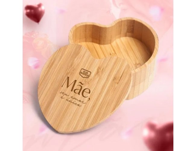 Porta Objetos Em Bambu Com Formato De Cora��o