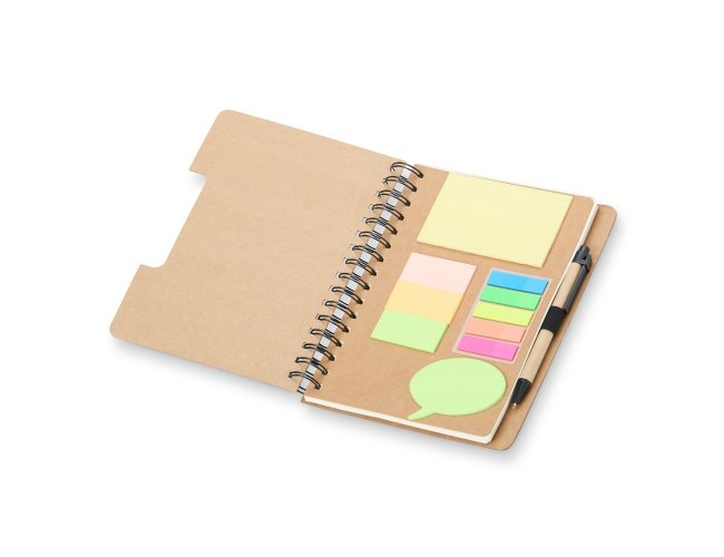 Caderno Kraft com Autoadesivos e Caneta