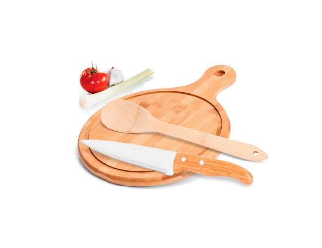 Conj. Para Cozinha Em Bambu / Inox - 3 Ps