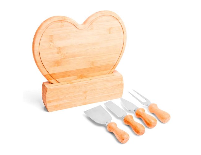 Conj. Para Queijo Em Bambu / Madeira / Inox - 6 Ps
