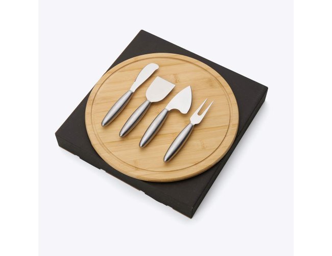 Conjunto Para Queijo Em Bambu / Inox - 5 Ps