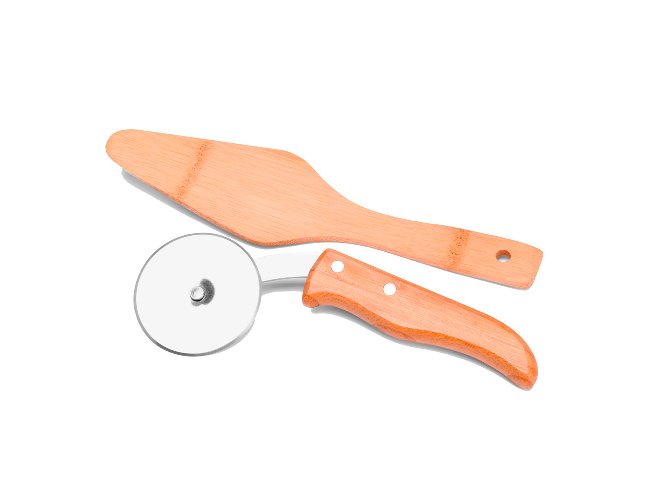 Cortador De Pizza Inox / Bambu C/ Esptula
