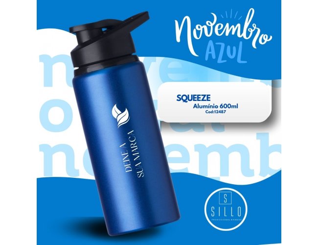 Squeeze Alumnio 650ml  Personalizado Novembro Azul
