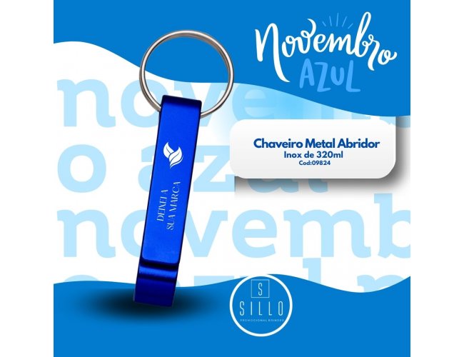 Chaveiro Metal Abridor  Personalizado para Novembro Azul