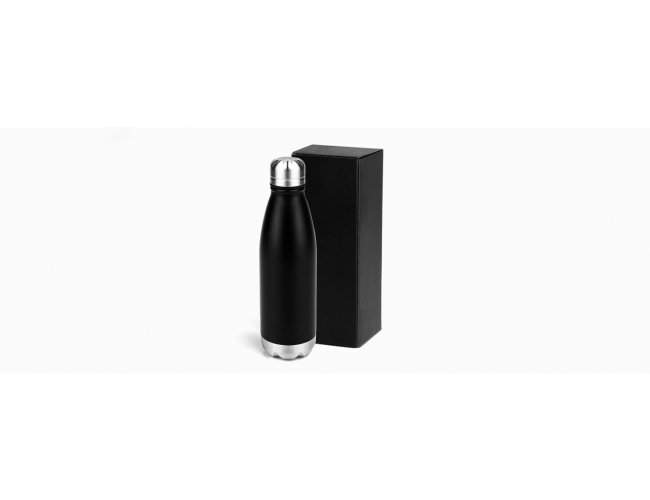Garrafa Com Tampa Em Ao Inox - Preta - 750Ml