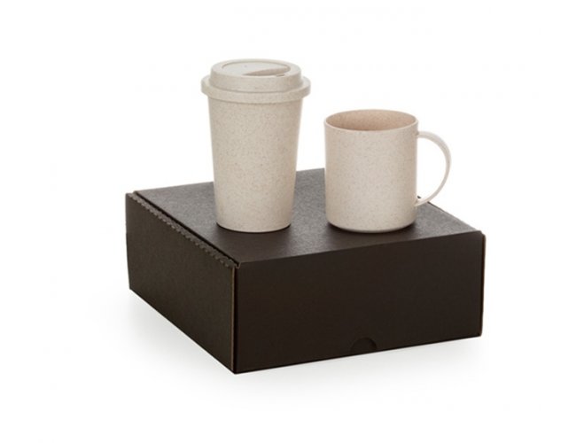 Kit Com Copo E Caneca Em Fibra De Bambu