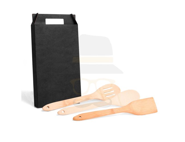 Kit De Utenslios Em Bambu 30Cm - 3 Ps