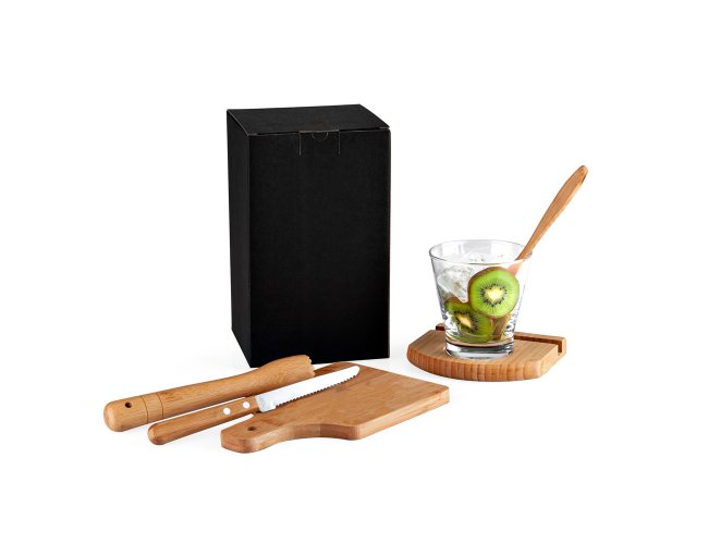 Kit Para Caipirinha Em Bambu / Madeira Ibiza - 0,35 L - 6 Ps