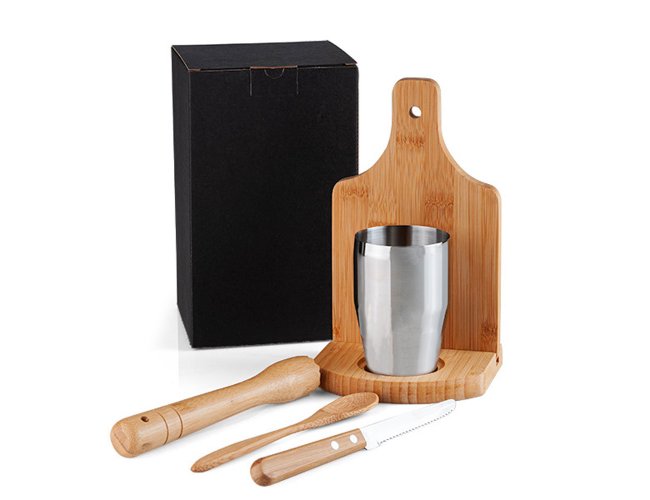 Kit Para Caipirinha Em Bambu /Madeira Ibiza - 0,35 L - 6 Ps