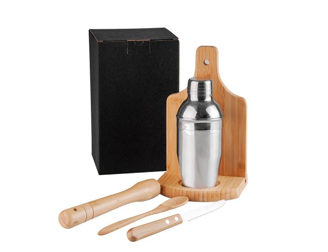 Kit Para Caipirinha Em Bambu / Madeira Ibiza - 0,35 L - 6 Ps