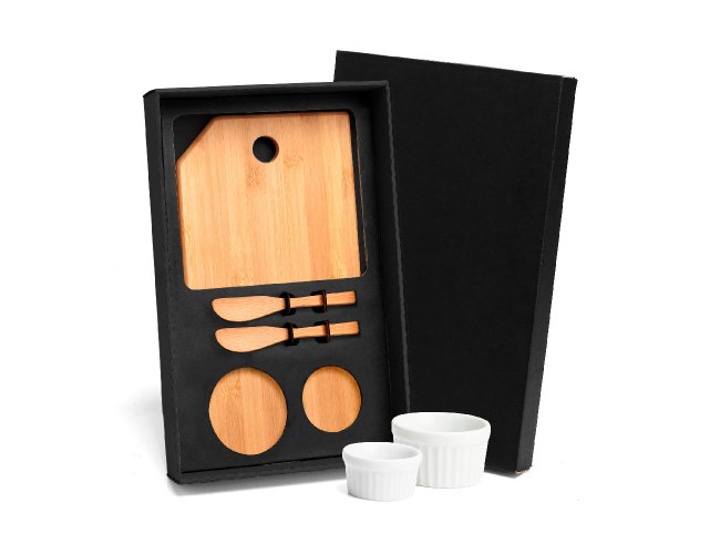 Kit Para Petisco Com Tbua, Esptulas E Ramekins - 5 Ps