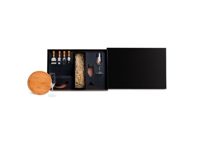 Kit Queijo E Champagne C/ Espao P/ Garrafa - 7 Ps - No Acompanha Garrafa
