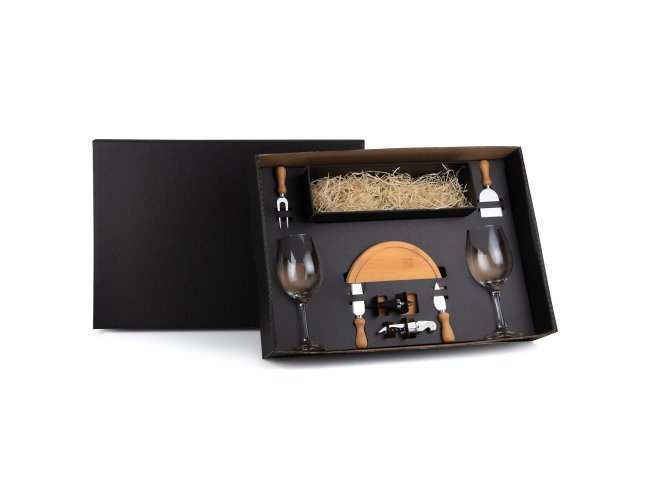 Kit Queijo E Vinho Com Espao Para Garrafa - 9 Ps