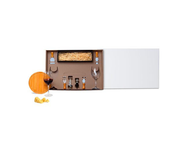 Kit Queijo E Vinho Com Espao Para Garrafa - 9 Ps - No Acompanha Garrafa
