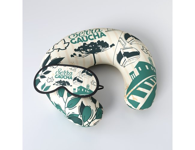 Kit Viagem 2 Personalizado  Almofada de Pesco�o + M�scara de Dormir