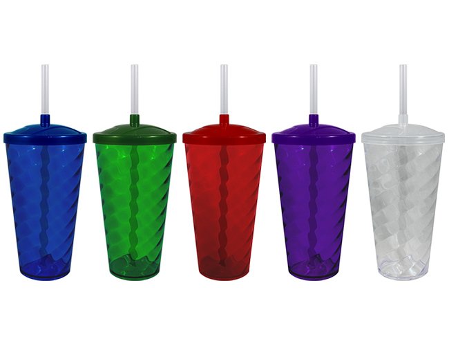 Copo Twist de Plstico com Tampa e Canudo 600 ml 129