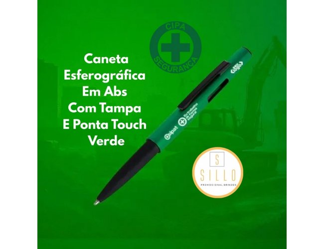 Caneta Esferogrfica Em Abs Com Tampa E Ponta Touch Verde